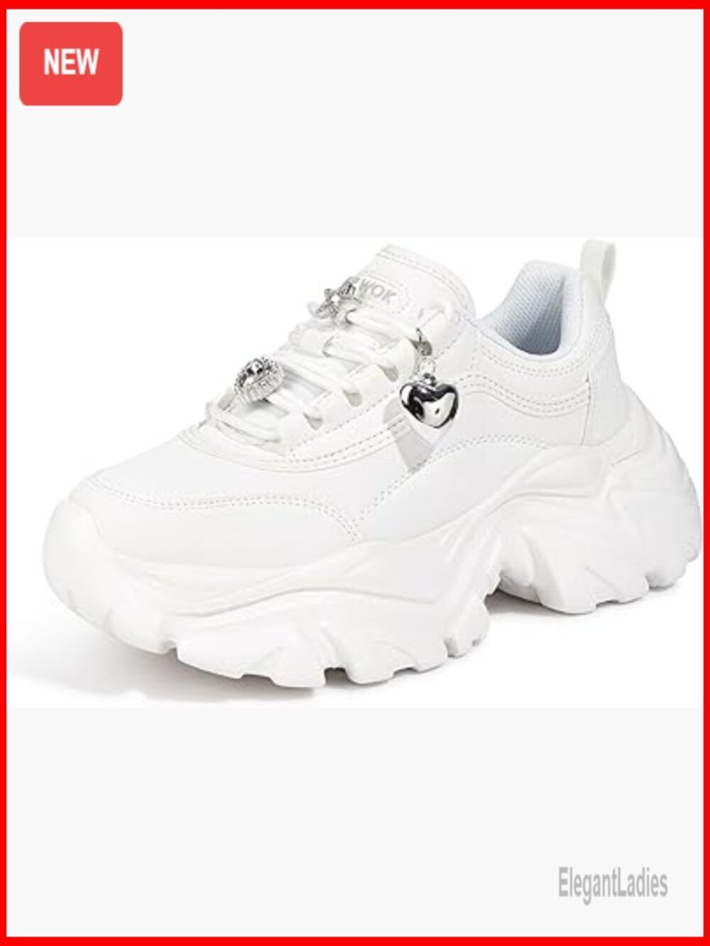 Women's Chunky Platform Sneakers, Leather Wedge Walking Shoes, Comfortable Sport
